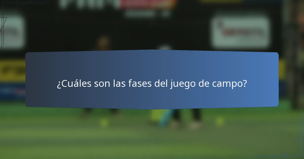 ¿Cuáles son las fases del juego de campo?