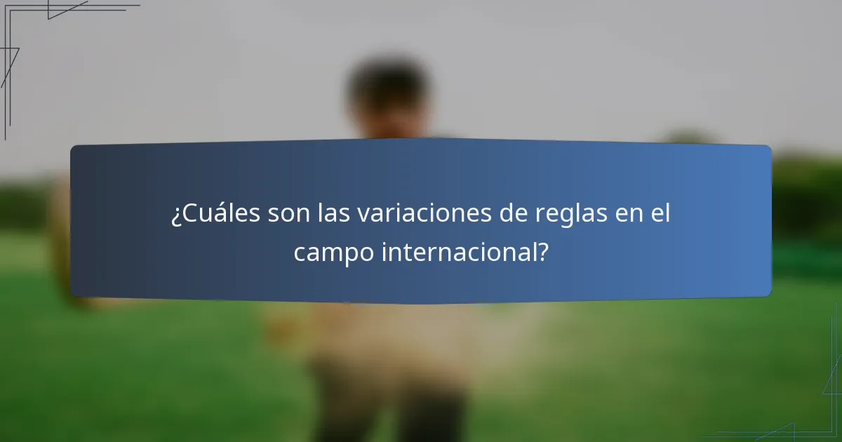¿Cuáles son las variaciones de reglas en el campo internacional?