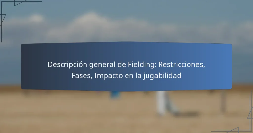 Descripción general de Fielding: Restricciones, Fases, Impacto en la jugabilidad